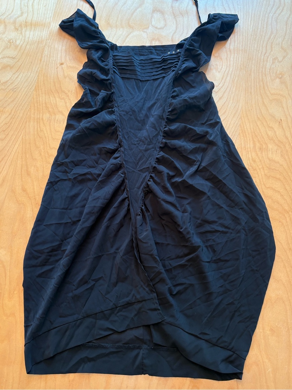 Cop.Copine Black Ruffled Mini Slip Dress